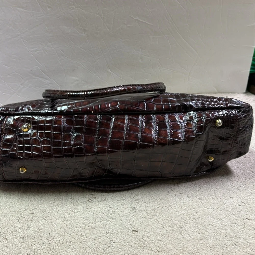 Women’s Marco Buggiani Brown Croc Patent Leather Satchel Bag